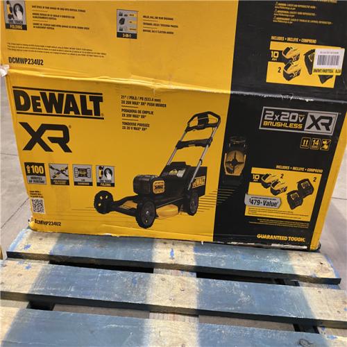 As-Is -DEWALT 2x20V MAX 21 in. Cordless Battery Powered Push Lawn Mower Kit with (2) 10 Ah Batteries and Chargers
