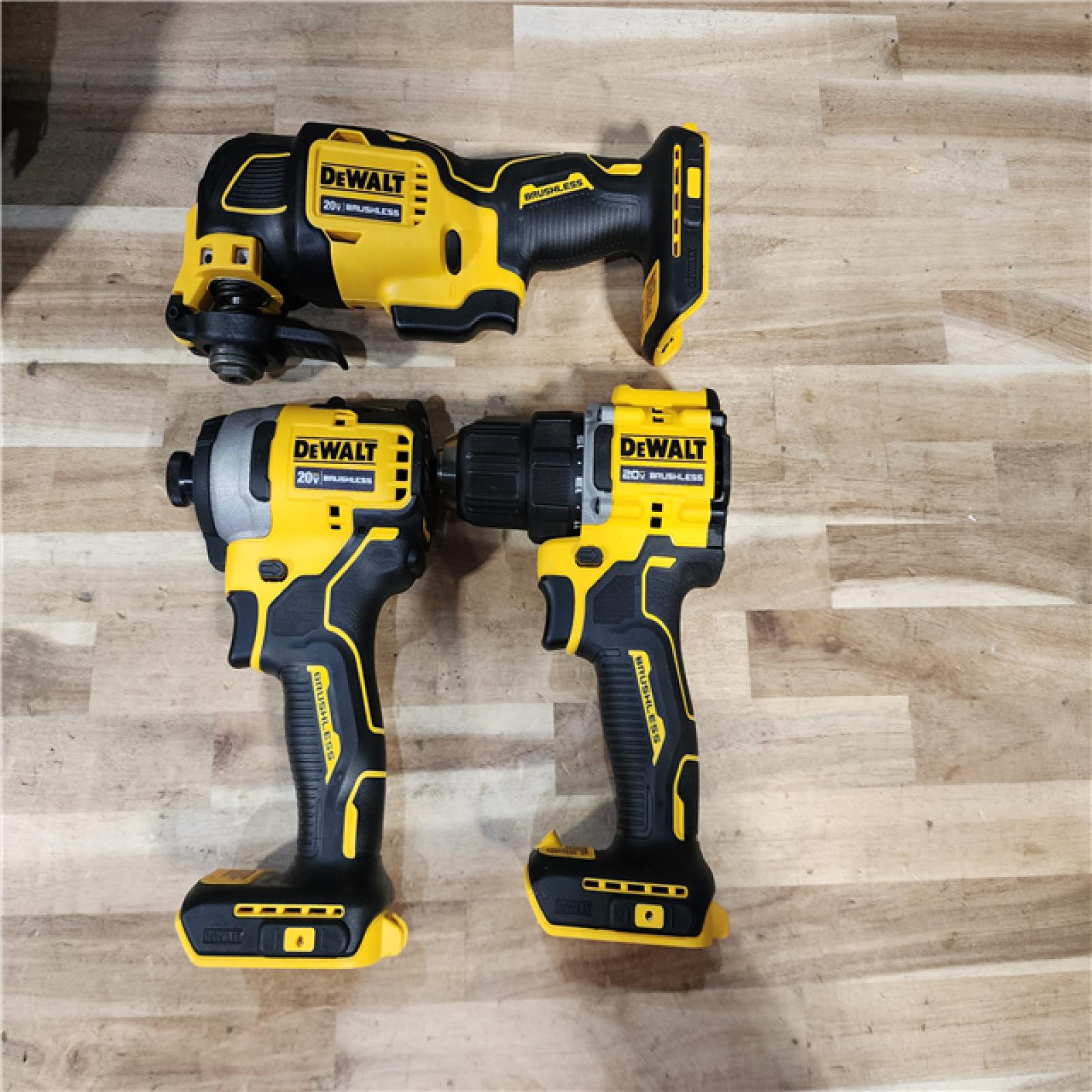 HOUSTON LOCATION - AS-IS DEWALT ATOMIC 20-Volt Lithium-Ion Cordless Brushless (3-Tool) Combo Kit