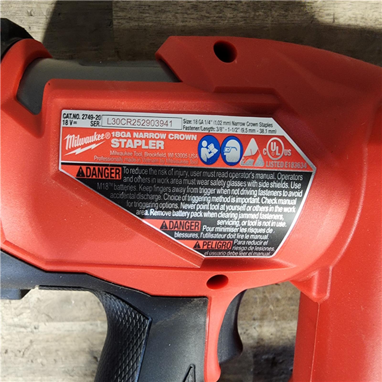 HOUSTON LOCATION - AS-IS MILWAUKEE FUEL 18V Cordless 18-Gauge 1/4 in. Narrow Crown Stapler (Tool-Only)