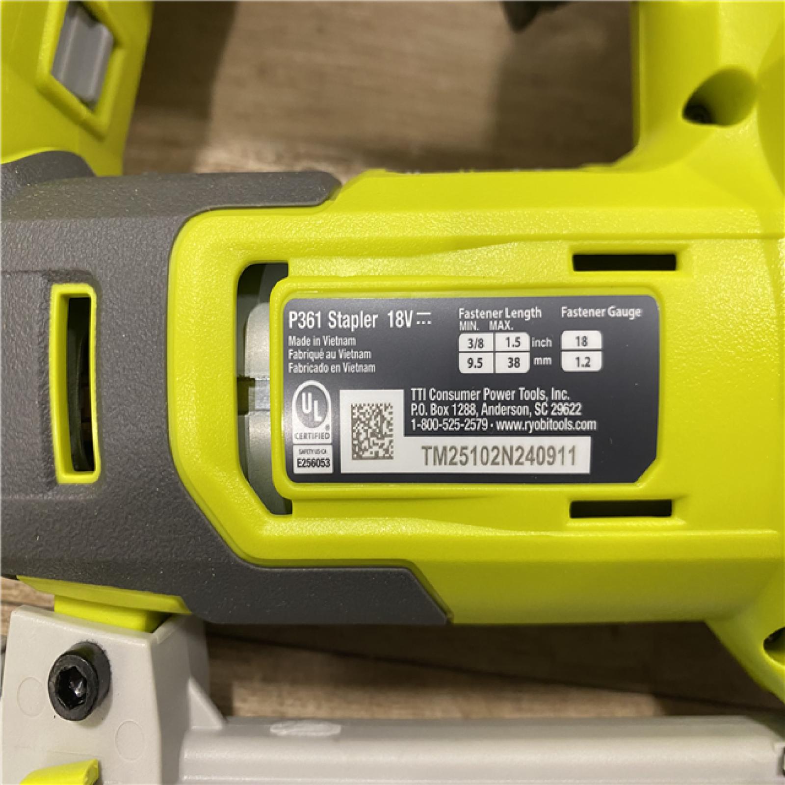 AS-IS RYOBI ONE+ 18V 18-Gauge Cordless AirStrike Narrow Crown Stapler (Tool Only)