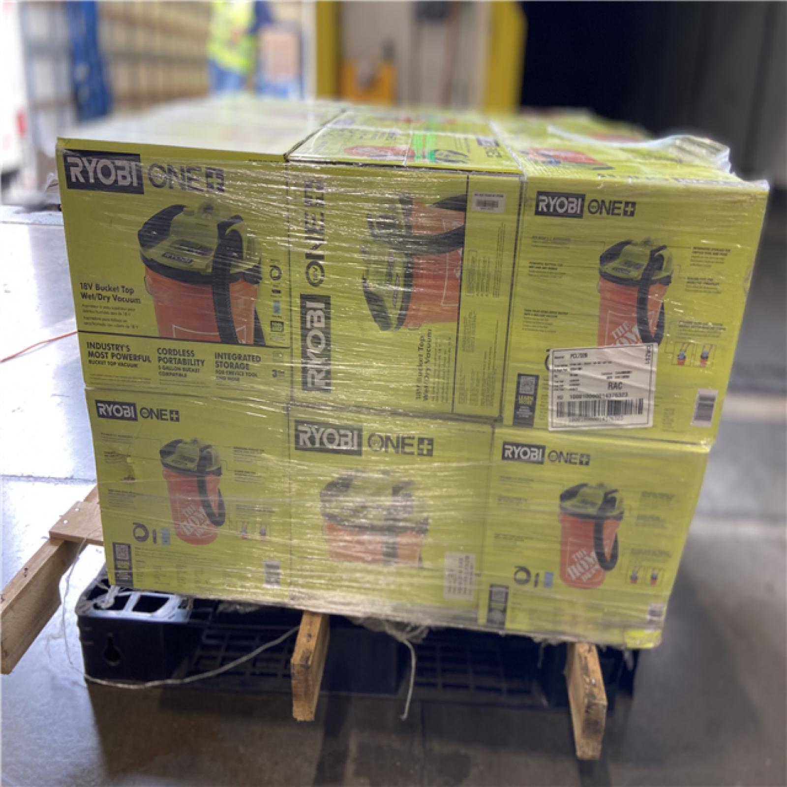 DALLAS LOCATION - RYOBI ONE+ 18V Cordless 5 Gal. Bucket Top Wet/Dry Vacuum (Tool Only) with 1/4 in. Hose and Crevice Tool (19 UNITS)