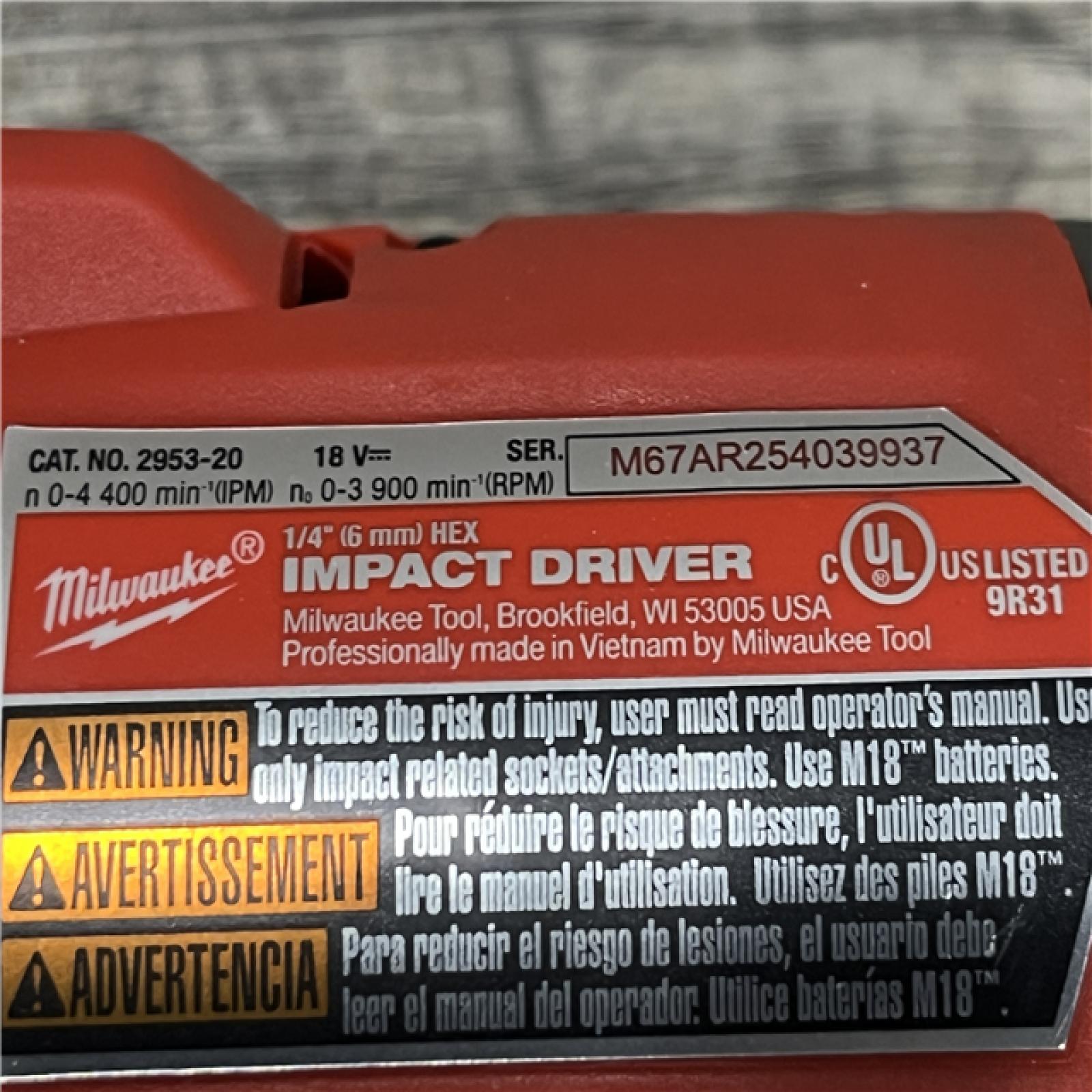 AS-IS Milwaukee FUEL 18V Lithium-Ion Brushless Cordless 1/4 in. Hex Impact Driver (Tool-Only)