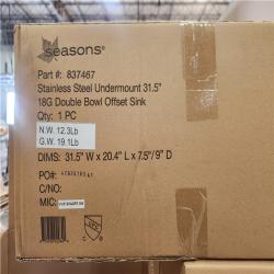 Phoenix NEW Seasons Stainless Steel Undermount 31.5 18G Double Bowl Offset Sink Pallet (12-Boxes)