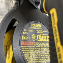 AS-IS DEWALT 20V MAX Lithium-Ion 15-Degree Electric Cordless Roofing Nailer Kit