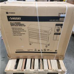 Phoenix NEW Husky 46 in. W x 18.1 in. D 9-Drawer Army Green Mobile Workbench Cabinet with Solid Wood Top