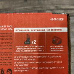 NEW - Milwaukee 12V Lithium-Ion XC High Output 5.0 Ah Battery Pack (2-Pack) Starter Kit with Charger