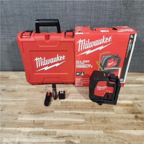 HOUSTON LOCATION - AS-IS (APPEARS LIKE NEW) Milwaukee 100 ft. REDLITHIUM Lithium-Ion USB Green Rechargeable Cross Line Laser Level with Charger