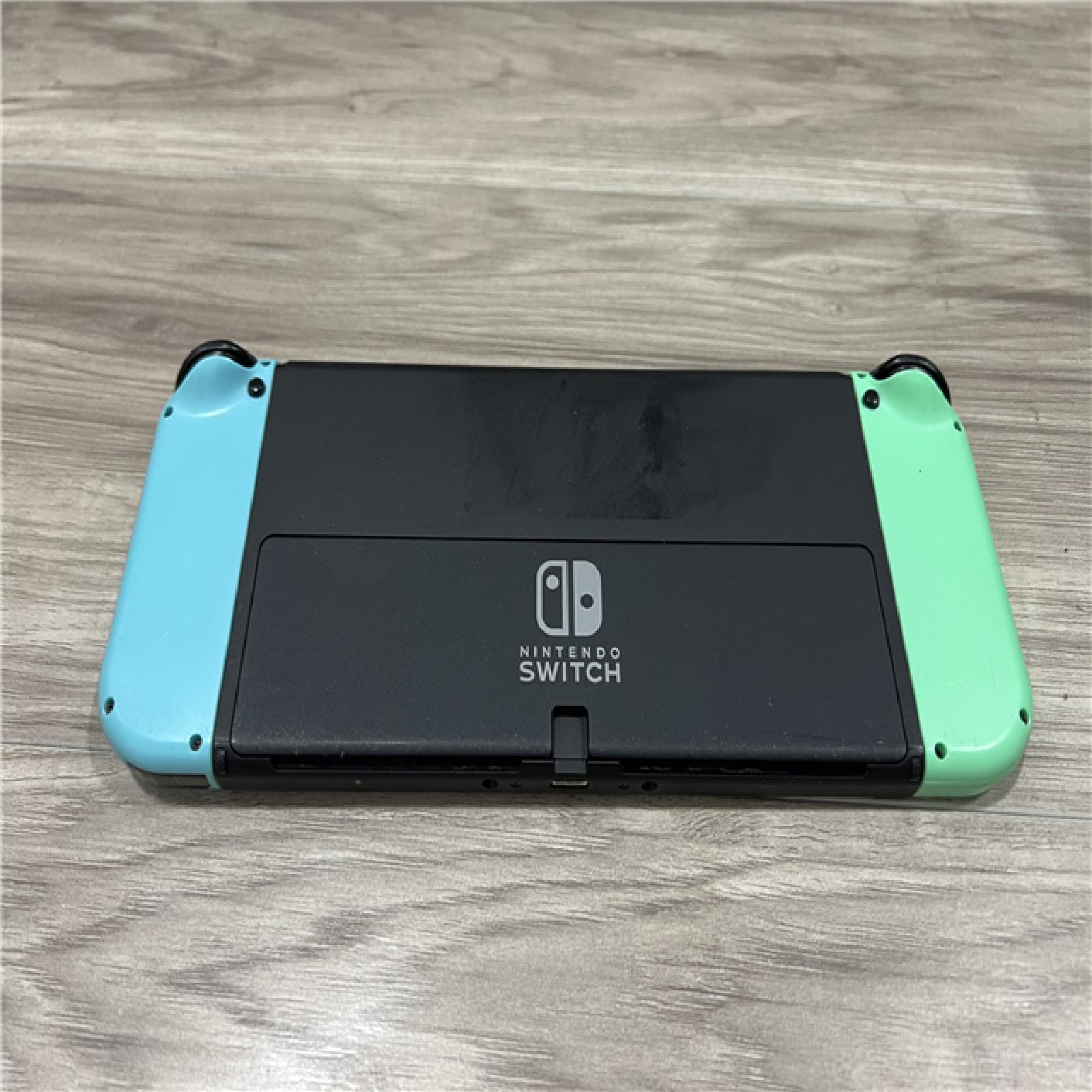 AS-IS Nintendo Switch OLED Model HEG-001 Handheld Console with Blue and Green Joy-Cons