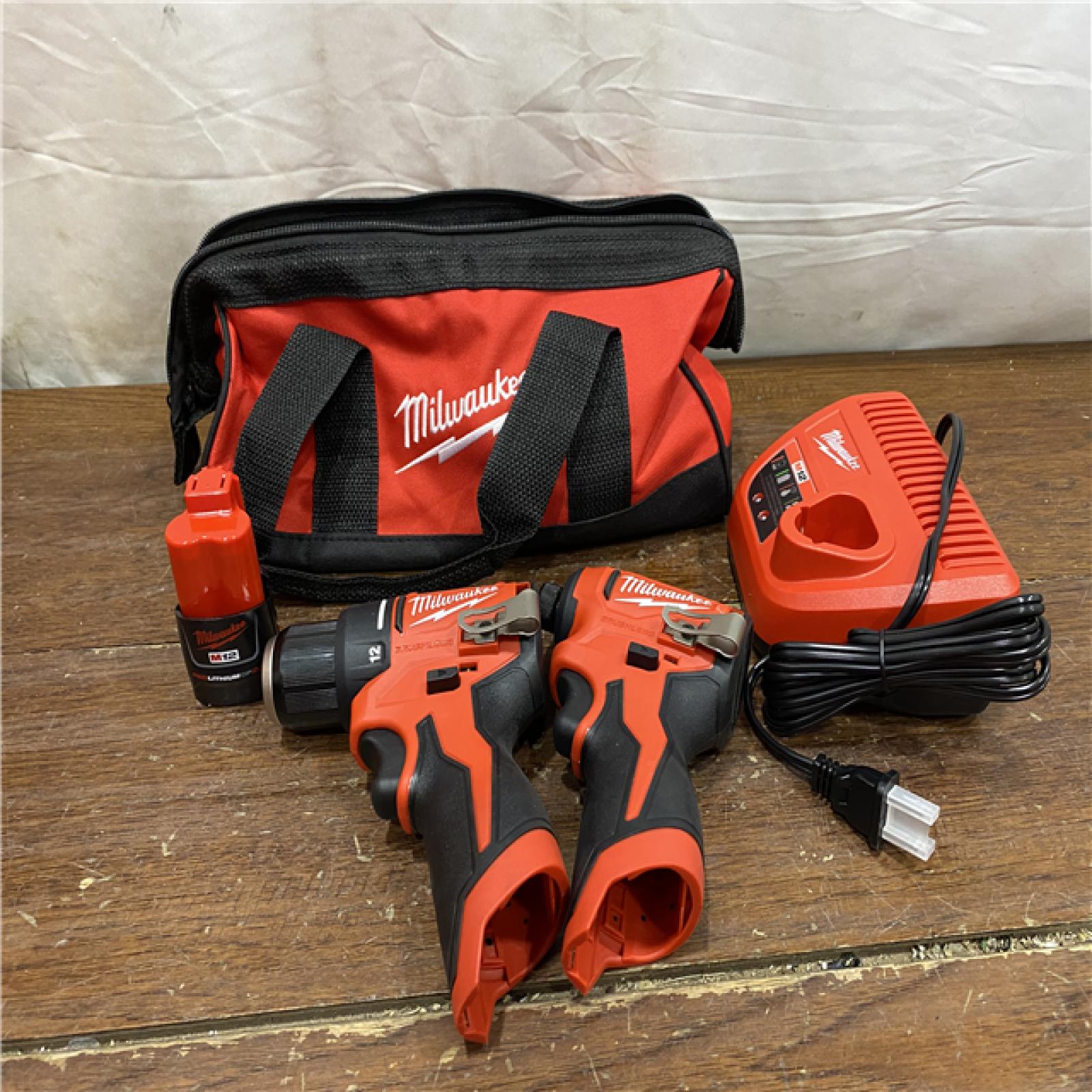 AS-IS M12 12-Volt Lithium-Ion Brushless Cordless Subcompact Drill and Impact Driver Combo Kit W/2 Batteries and Bag (2-Tool)