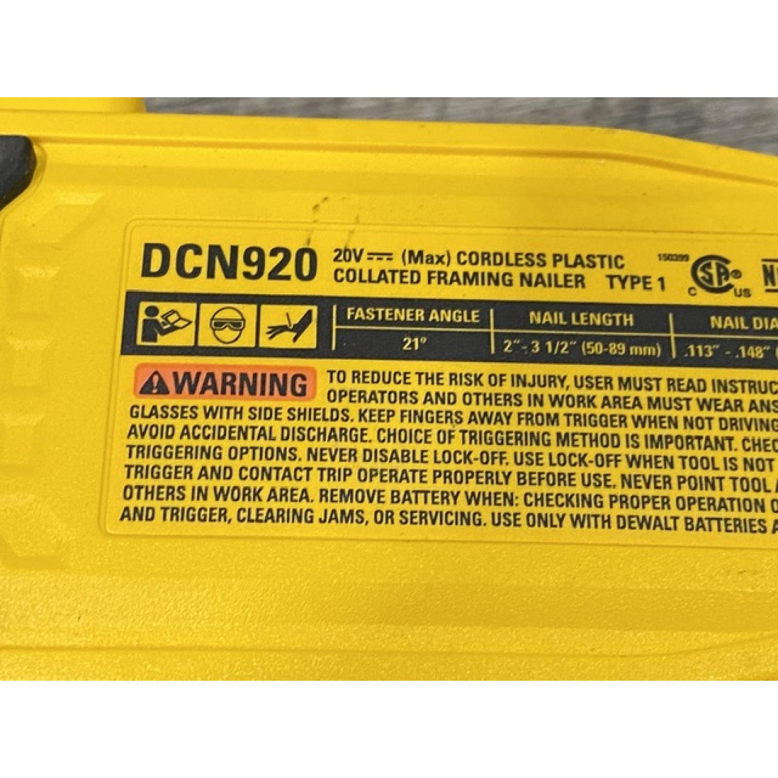AS-IS DEWALT 20-Volt 21° Cordless Framing Nailer (Tool-Only)