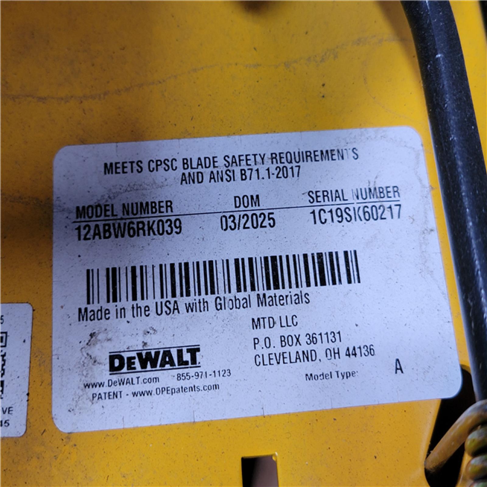 CALIFORNIA AS-IS DEWALT LAWN MOWER