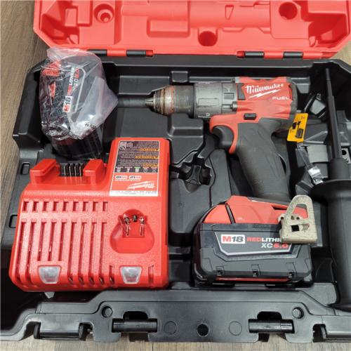 AS-IS  Milwaukee 2904-22 Hammer Drill Driver Kit with Batteries  Charger & Tool Case  Red