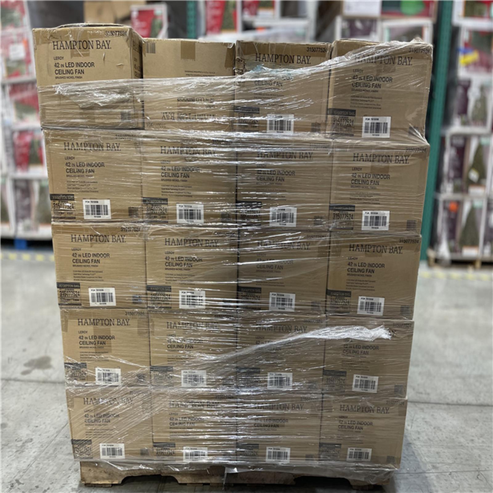 DALLAS LOCATION - Hampton Bay Leroy 42 LED Brushed Nickel Ceiling Fan With Light PALLET-(40 UNITS)