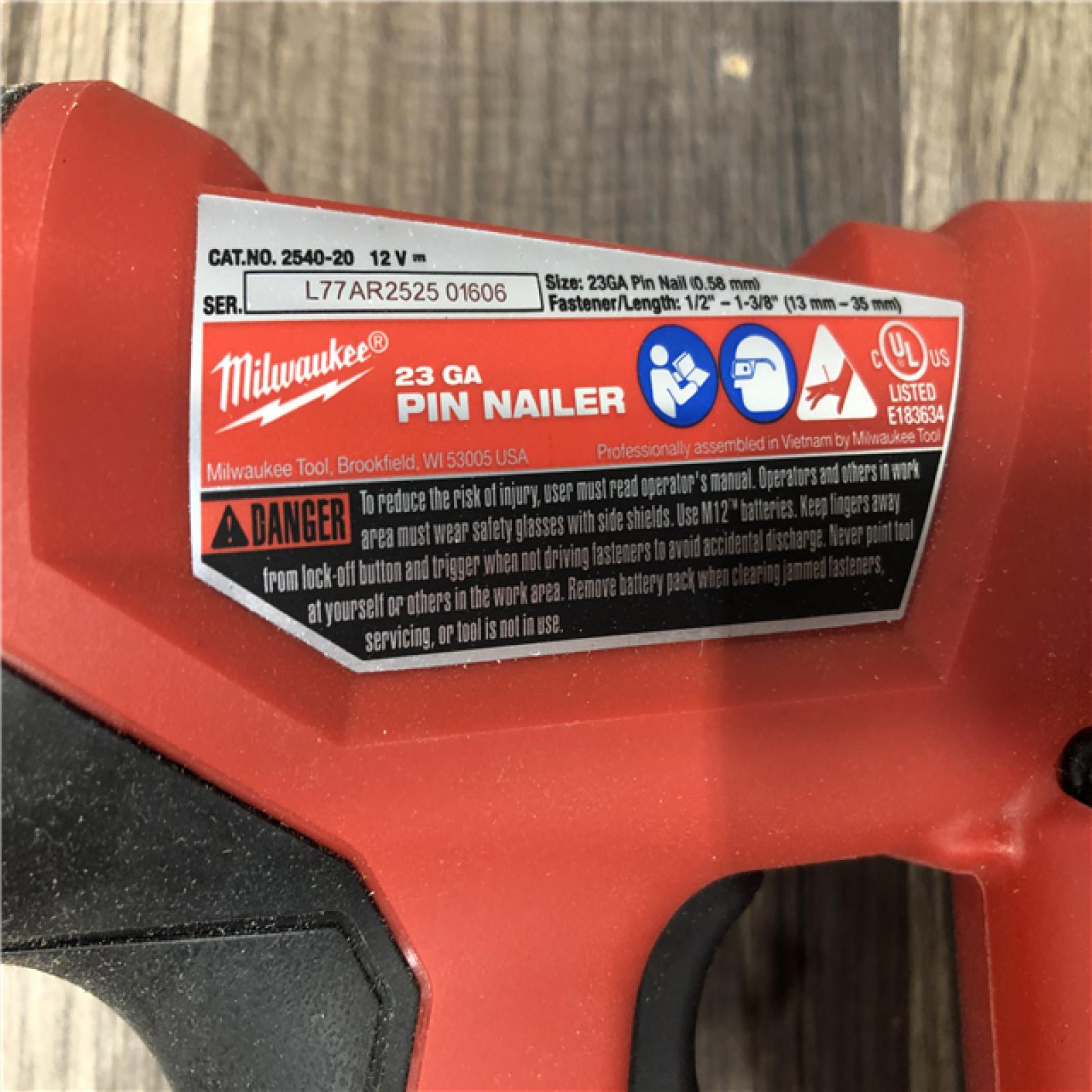 AS-IS Milwaukee 12-Volt 23-Gauge Lithium-Ion Cordless Pin Nailer (Tool-Only)