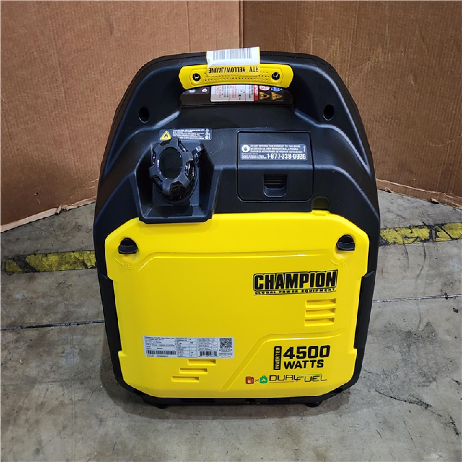 HOUSTON LOCATION - AS-IS CHAMPION 4500/3500-Watt Electric Start Gasoline/Propane Powered Dual Fuel Inverter Generator with Quiet Technology and CO Shield