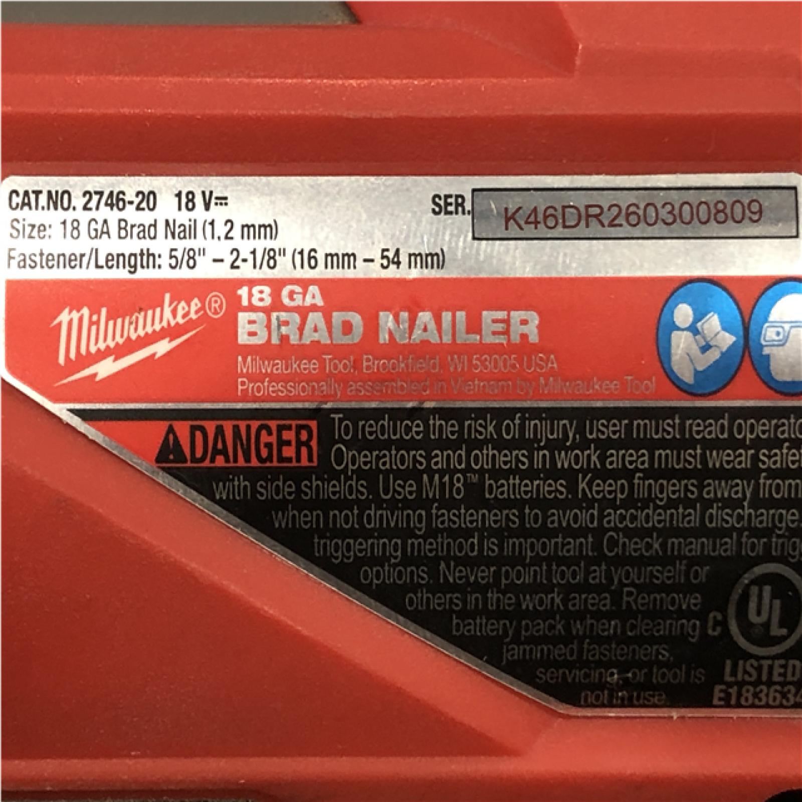 AS-IS Milwaukee FUEL 18-Volt Lithium-Ion Brushless Cordless Gen II 18-Gauge Brad Nailer (Tool-Only)