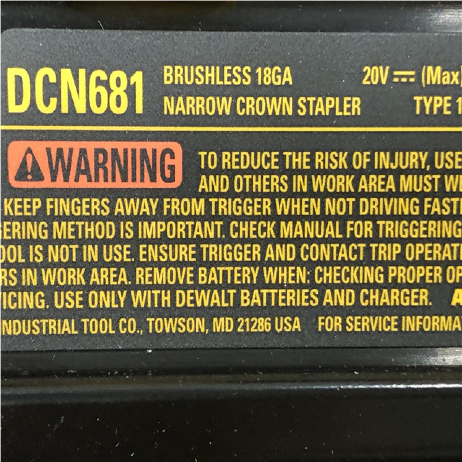 AS-IS DEWALT Cordless 18-Gauge Narrow Crown Stapler (Tool Only)