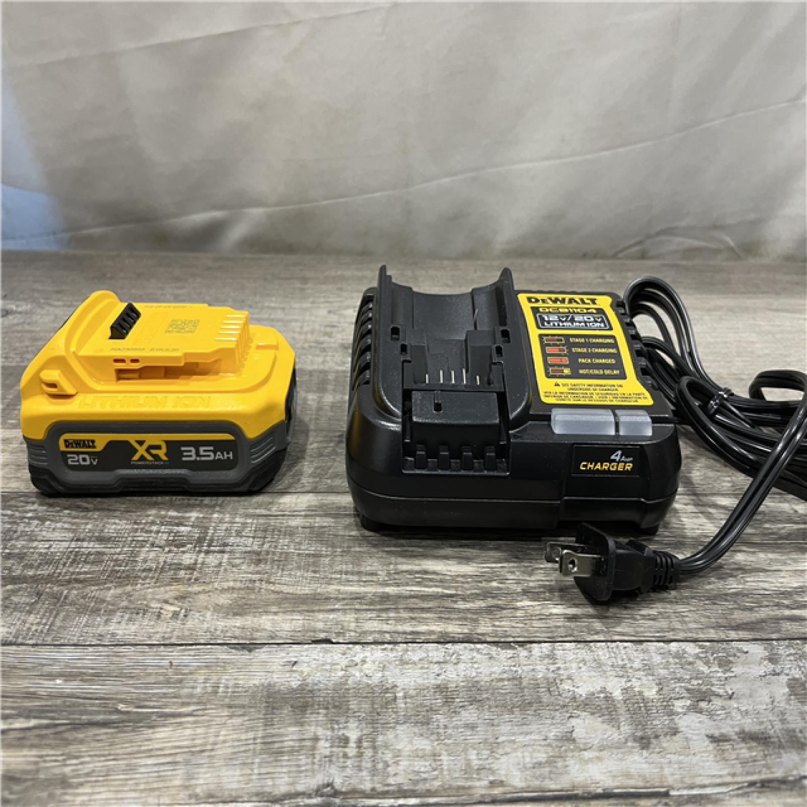 AS-IS DEWALT 20V MAX XR POWERSTACK Lithium-Ion Battery Starter Kit with 3.5Ah Battery and Charger