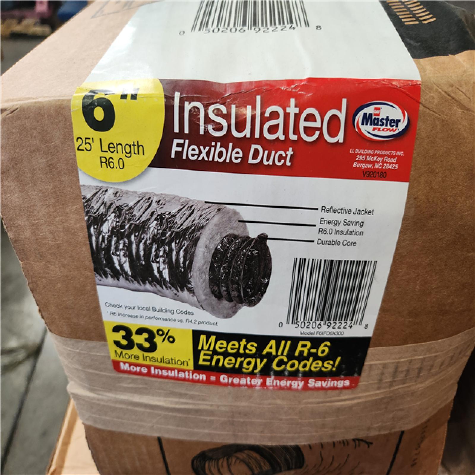 Phoenix NEW Master Flow Insulated Flexible Duct R6 Silver Jacket Pallet (9-Boxes)