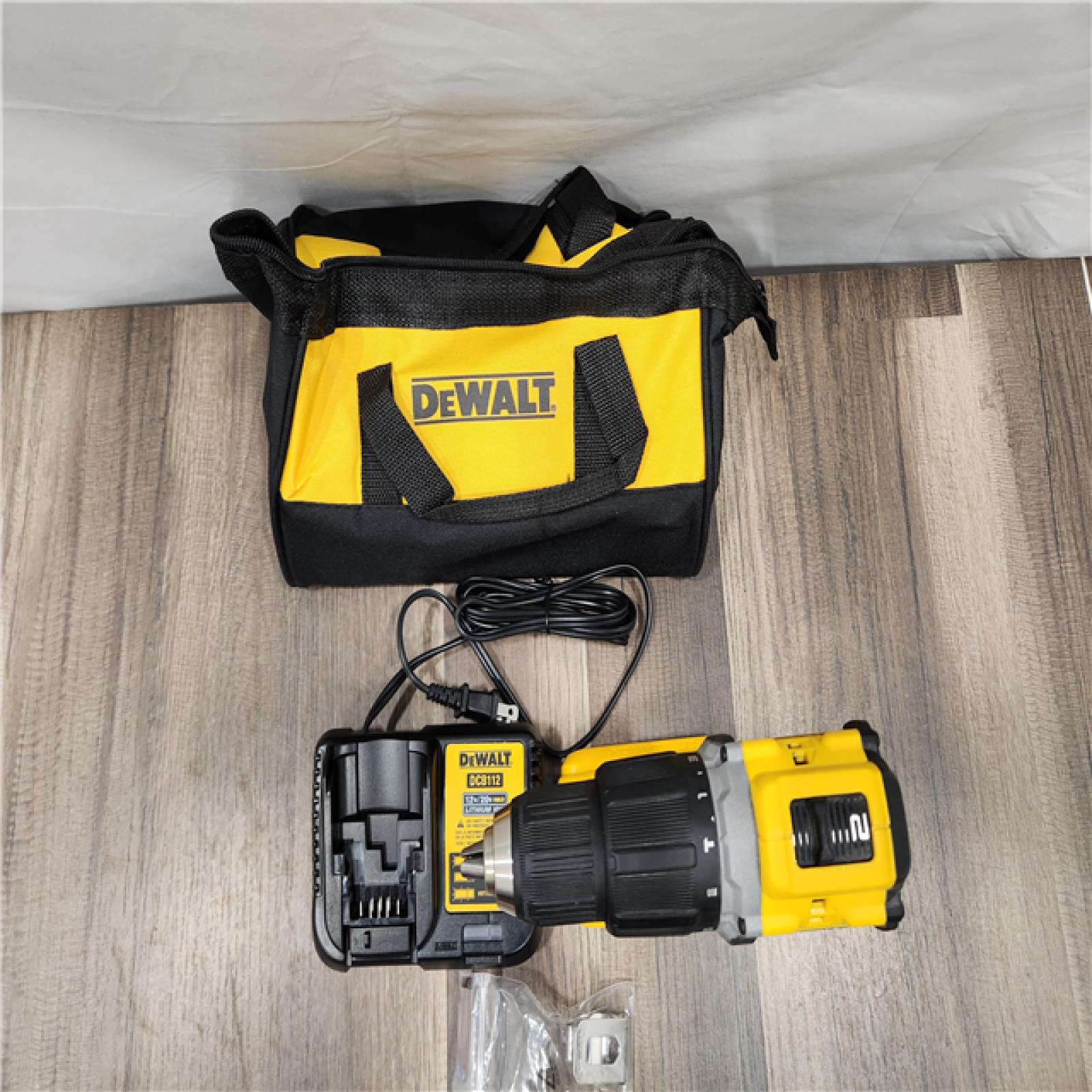 AS-IS DEWALT ATOMIC 20-Volt Lithium-Ion Cordless 1/2 in. Compact Hammer Drill with 3.0Ah Battery, Charger and Bag