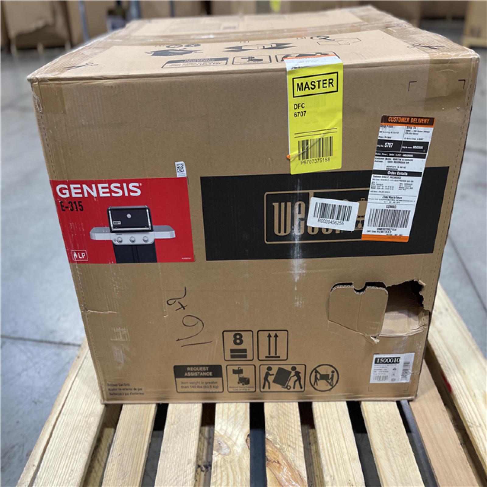 DALLAS LOCATION - WEBER Genesis E-315 3-Burner Liquid Propane Gas Grill in Black with Cast-Iron Grates