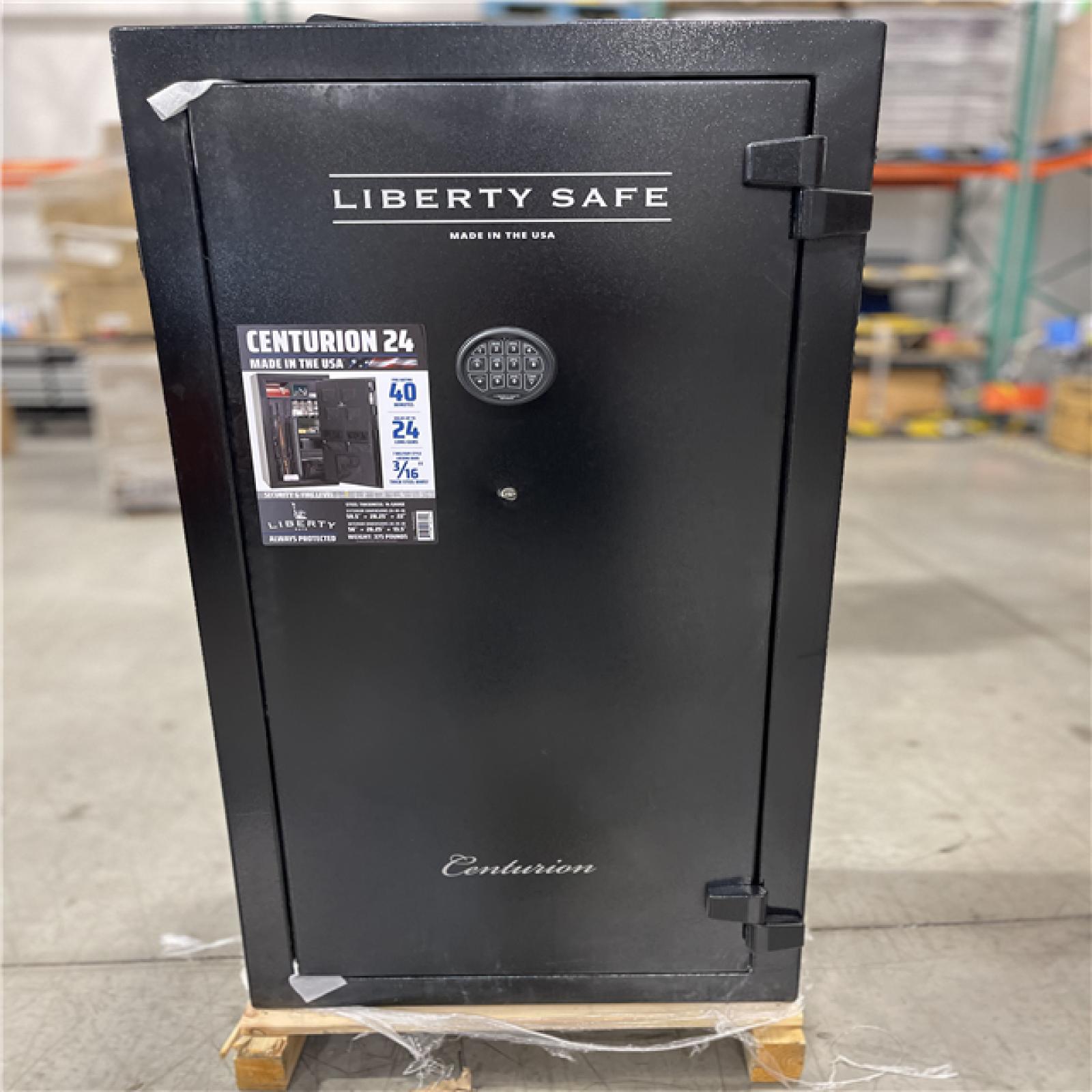 DALLAS LOCATION- LIBERTY SAFE Centurion 24-Gun 40-min fire rating EMP E-Lock  59.25 in H x 28.25 in W x 20 in. L  Black Gun Safe