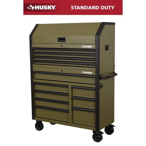 Phoenix Husky Standard Duty 42 in. x 18 in. D 12-Drawer Matte Army Green Rolling Tool Chest Combo