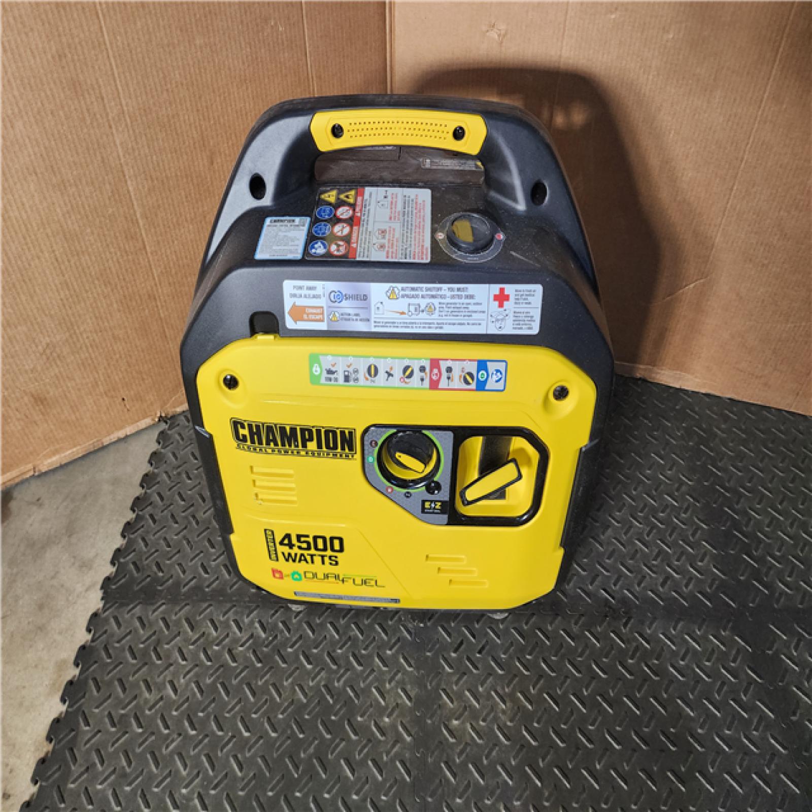 HOUSTON LOCATION - AS-IS CHAMPION 4500/3500-Watt Electric Start Gasoline/Propane Powered Dual Fuel Inverter Generator with Quiet Technology and CO Shield