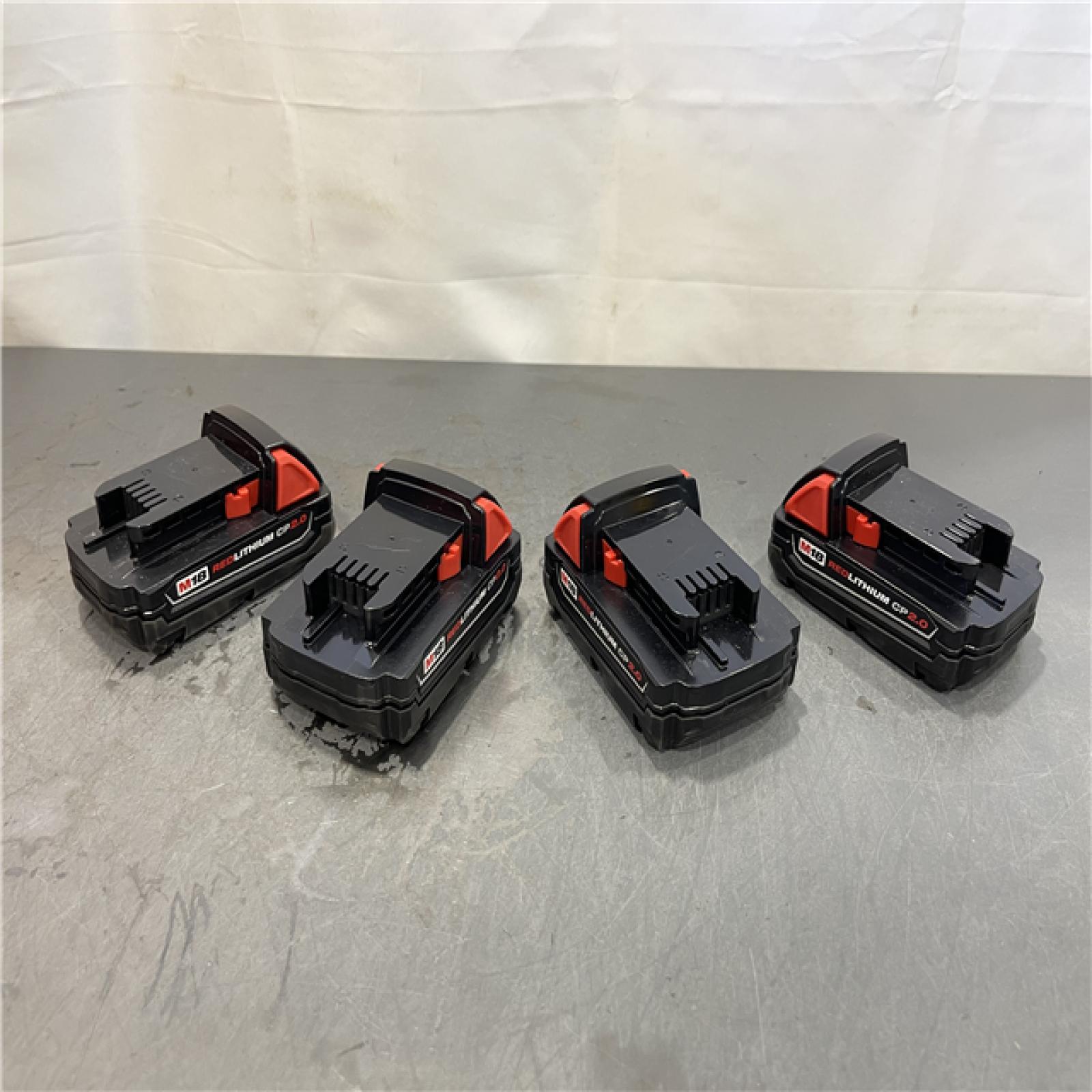 AS-IS - Milwaukee M18 18-Volt Lithium-Ion Compact Battery Pack 2.0Ah (4 Pack) W/ Charger