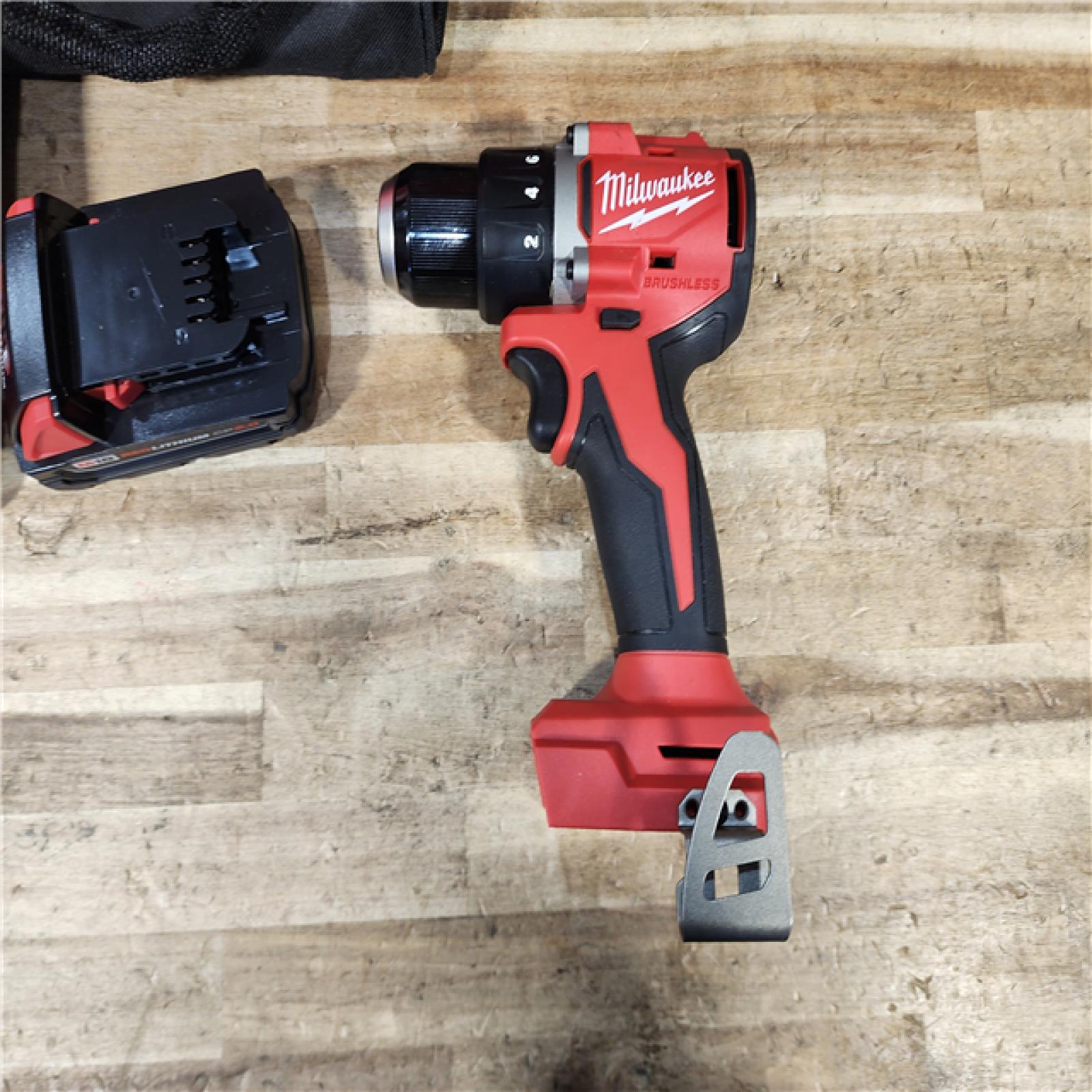 HOUSTON LOCATION - AS - IS Milwaukee 18V Lithium-Ion Brushless Cordless 1/2 in. Compact Drill/Driver with kit