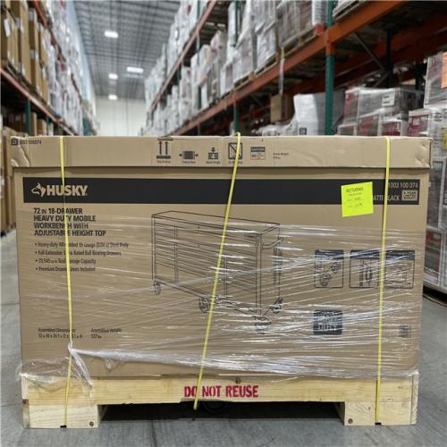 DALLAS LOCATION- AS-IS HUSKY 72 in. W x 24 in. D Heavy Duty 18-Drawer Mobile Workbench Cabinet