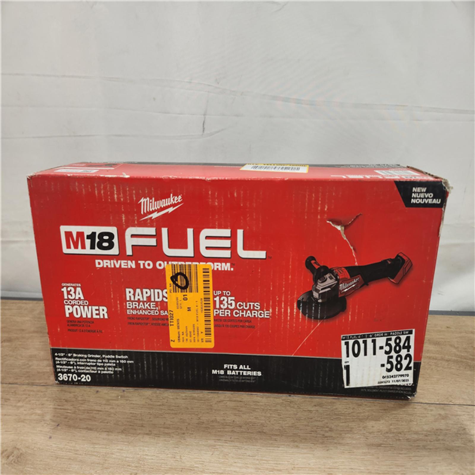 NEW- Milwaukee FUEL 18-Volt Lithium-Ion Brushless Cordless 4-1/2 in./6 in. Braking Grinder with Paddle Switch (Tool-Only)