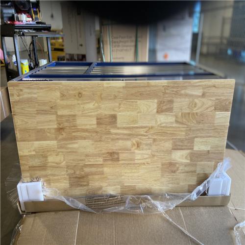 DALLAS LOCATION - Husky 52 in. W x 25 in. D 10-Drawer Mobile Workbench Tool Chest with Solid Wood Work Top in Gloss Blue