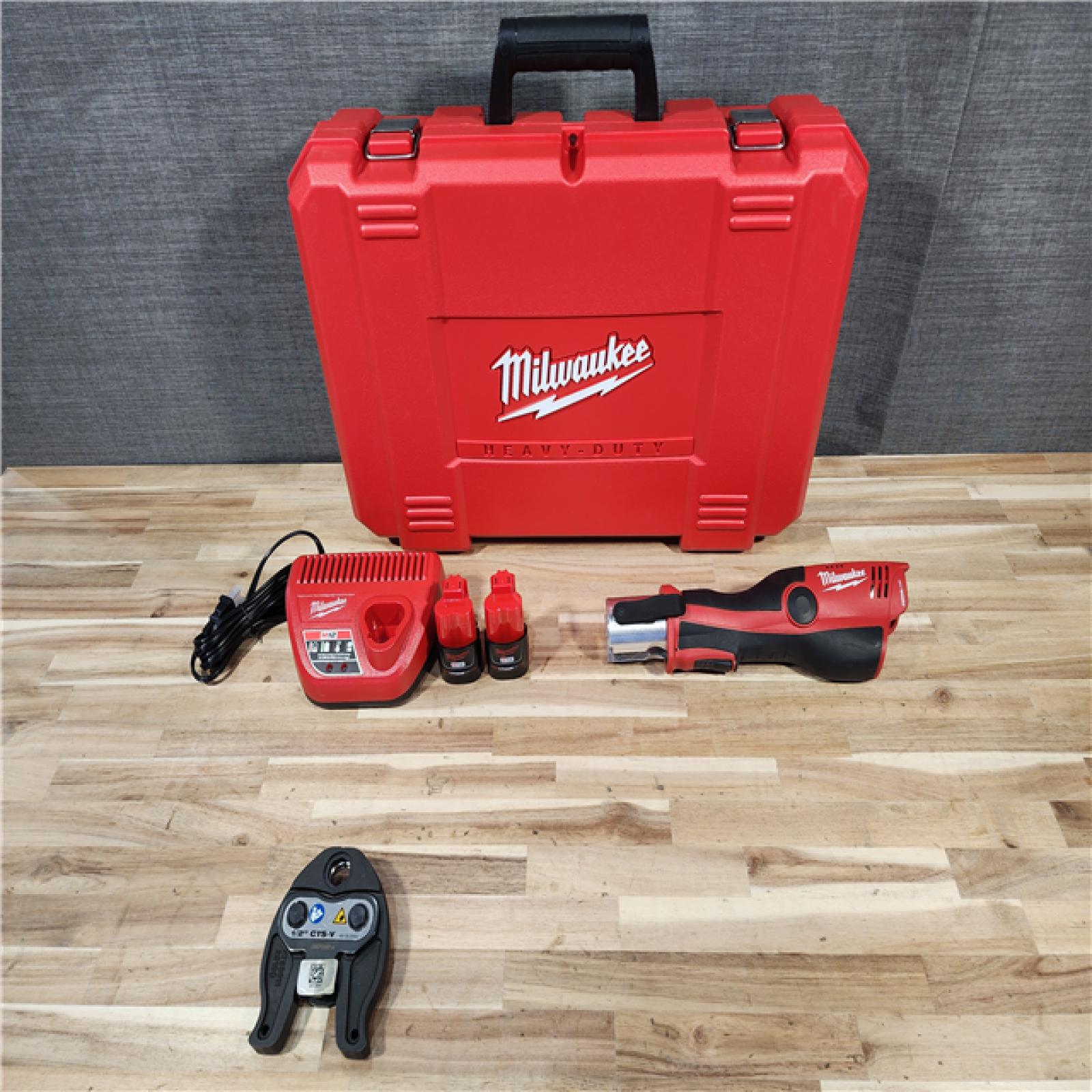 HOUSTON LOCATION - AS-IS M12 12-Volt Lithium-Ion Force Logic Cordless Press Tool Kit (1 Jaws Included) with Two 1.5 Ah Battery and Hard Case