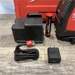 AS-IS Milwaukee 100 ft. REDLITHIUM Lithium-Ion USB Green Rechargeable Cross Line Laser Level with Charger