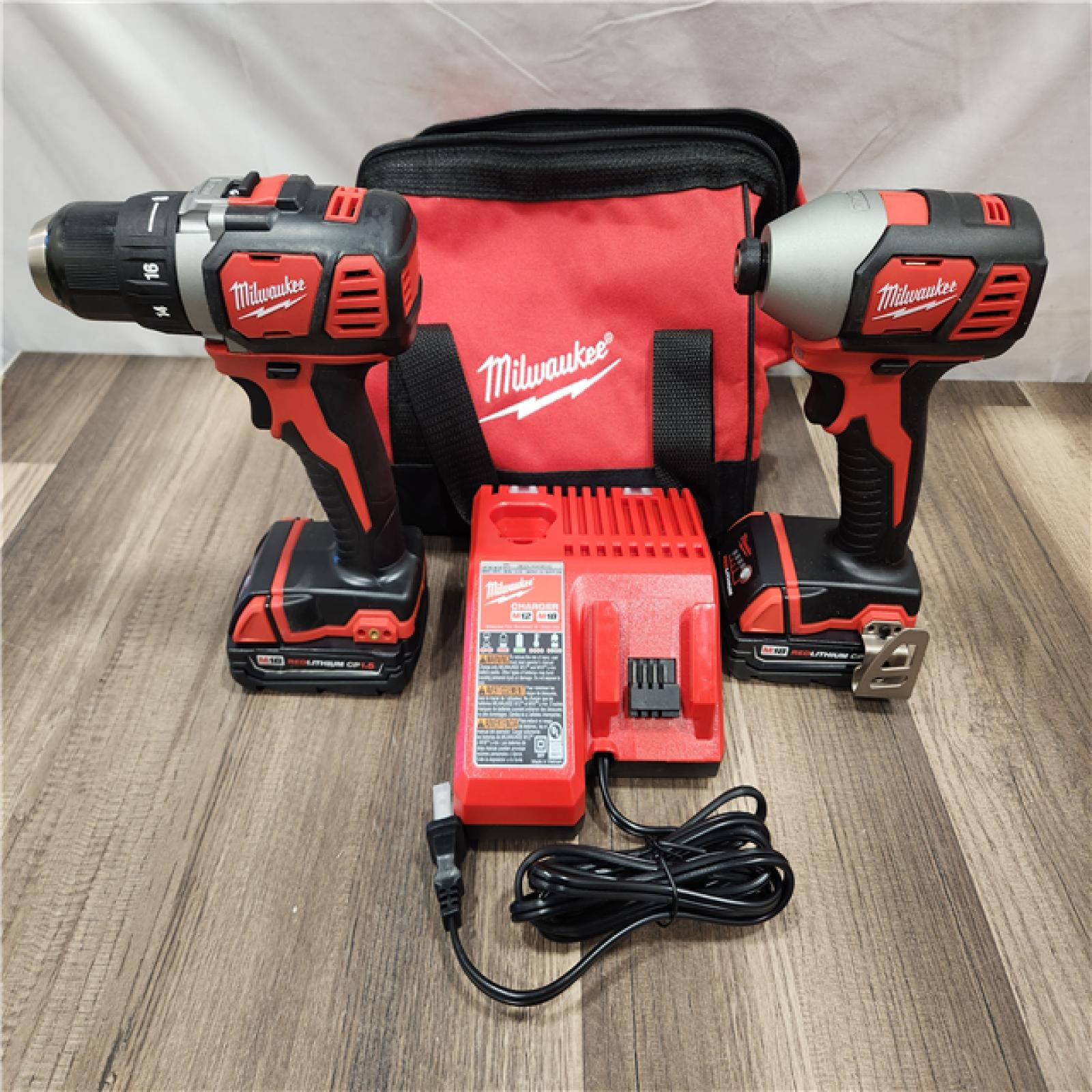 AS-IS- Milwaukee 18V Cordless Brushed 2-Tool Drill/Driver and Impact Driver Kit