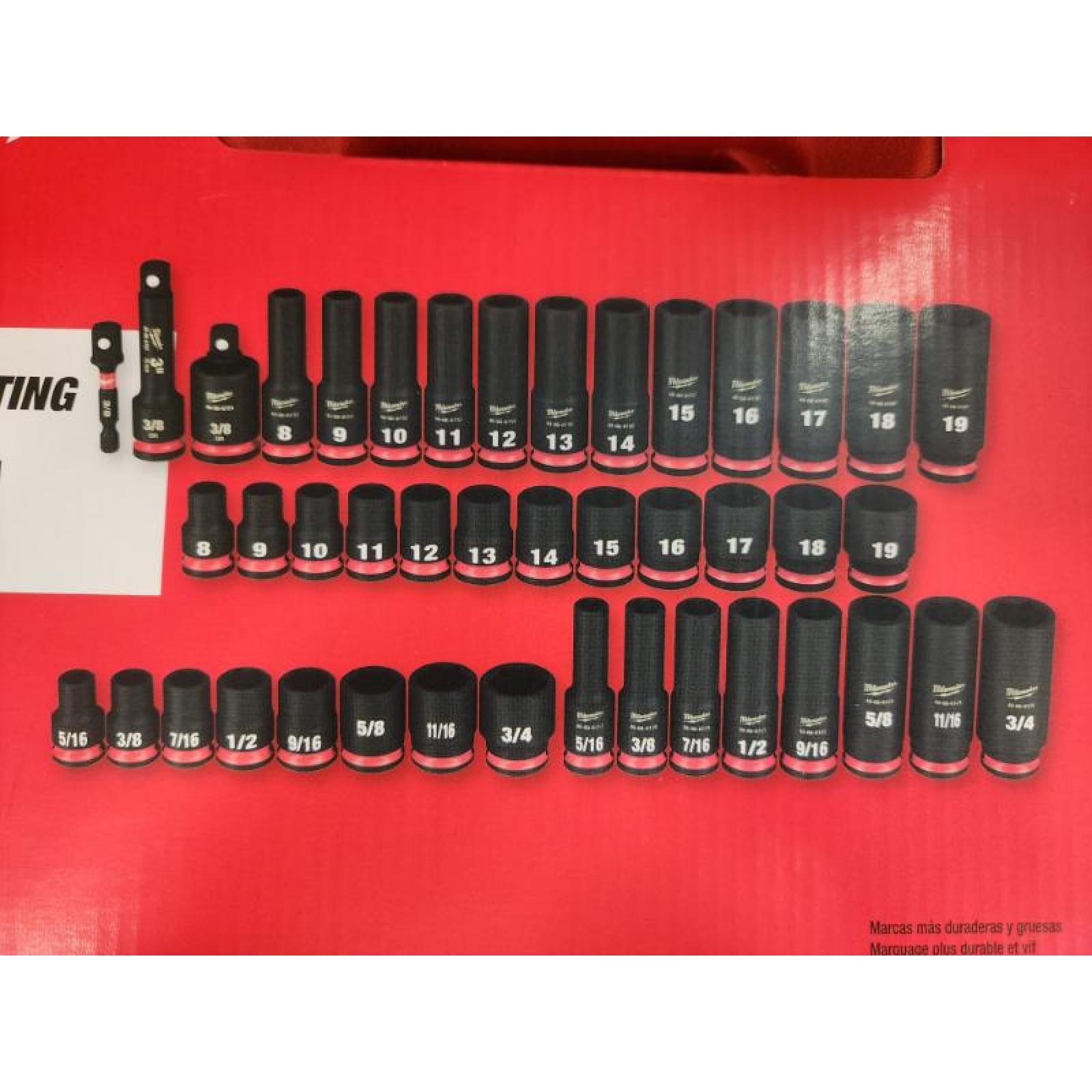 Phoenix NEW Milwaukee SHOCKWAVE 3/8 in. Drive SAE and Metric 6 Point Impact Socket Set (43-Piece) (SEALED)