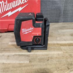 HOUSTON LOCATION - AS-IS MILWAUKEE 100 Ft. REDLITHIUM Lithium-Ion USB Green Rechargeable Cross Line Laser Level with Charger