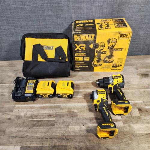 HOUSTON LOCATION - AS-IS DEWALT 20V MAX XR Hammer Drill and ATOMIC Impact Driver 2 Tool Cordless Combo Kit with (2) 4.0Ah Batteries, Charger, and Bag