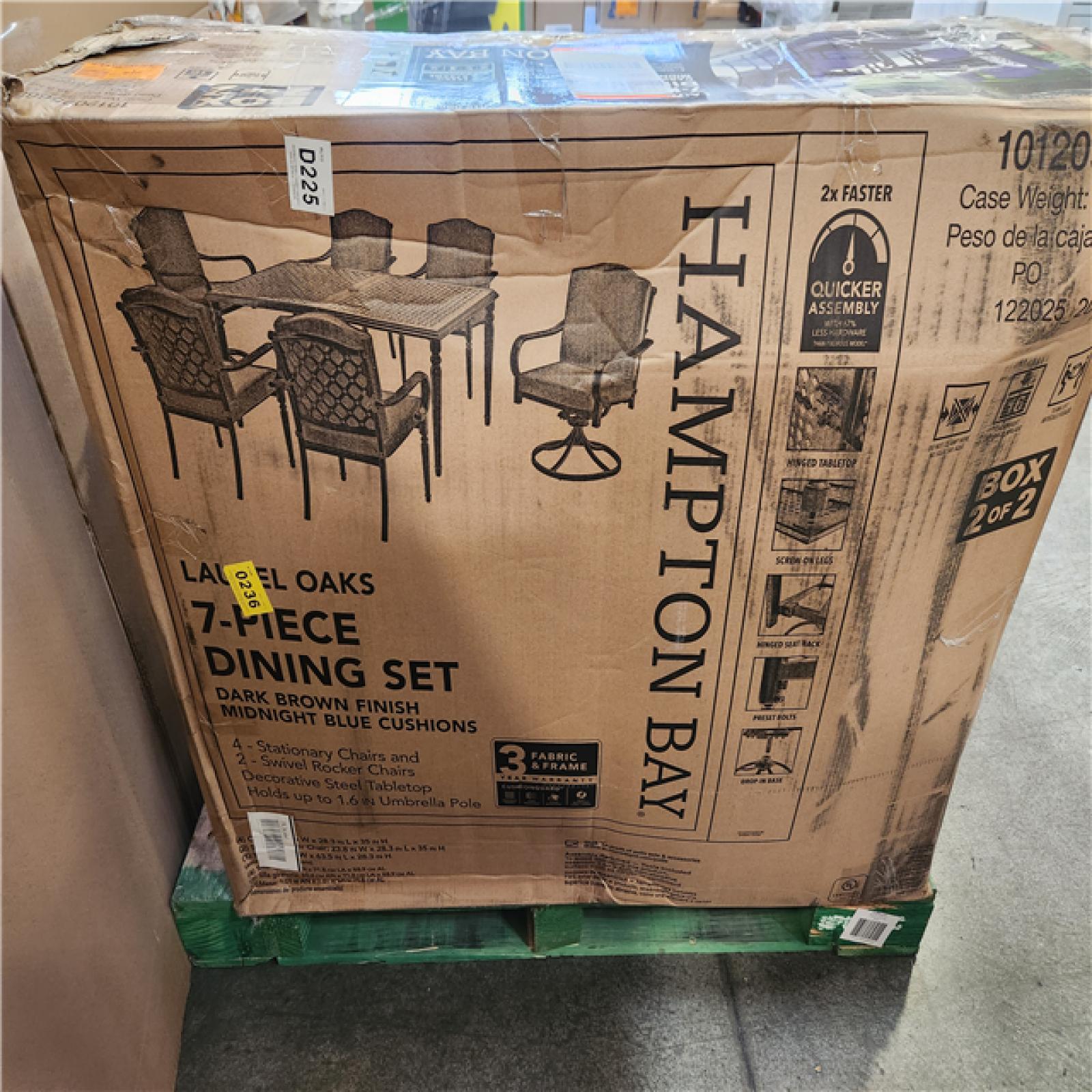 Phoenix Hampton Bay Laurel Oaks Dark Brown 7-Piece Metal Outdoor Dining Set with Cushion Guard Midnight Cushions