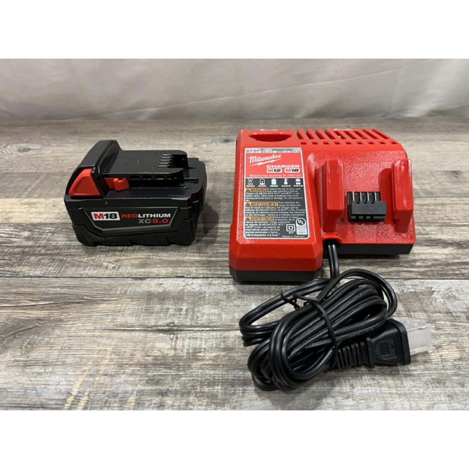 AS-IS Milwaukee 18-Volt Lithium-Ion XC Starter Kit with One 5.0Ah Battery and Charger