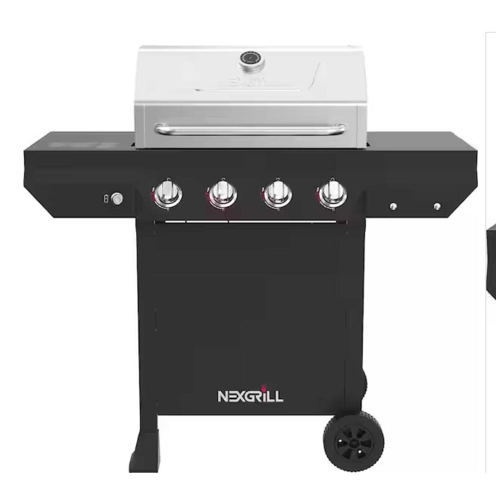 DALLAS LOCATION - Nexgrill 4-Burner Propane Gas Grill in Black with Stainless Steel Main Lid