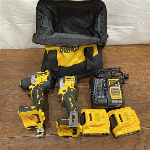 AS-IS DEWALT 20V MAX XR Cordless Drill/Driver, ATOMIC Impact Driver 2 Tool Combo Kit, (2) 2.0Ah Batteries, Charger, and Bag