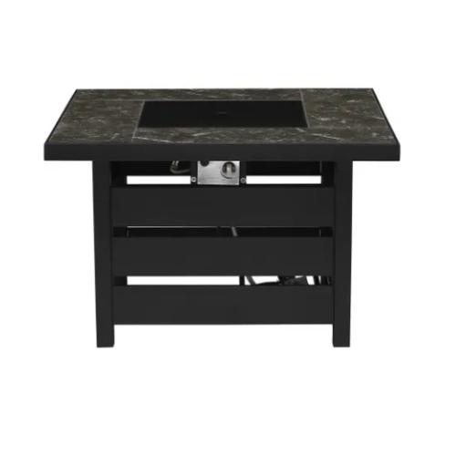 DALLAS LOCATION - Home Decorators Collection Summerfield 39.6 in. W 50000 Btu Black Steel Propane Outdoor Fire Pit with Lava Rocks