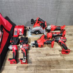 HOUSTON LOCATION - AS-IS (APPEARS LIKE NEW) M18 18-Volt Lithium-Ion Cordless Combo Kit 7-Tool with 2-Batteries  Charger and Tool Bag