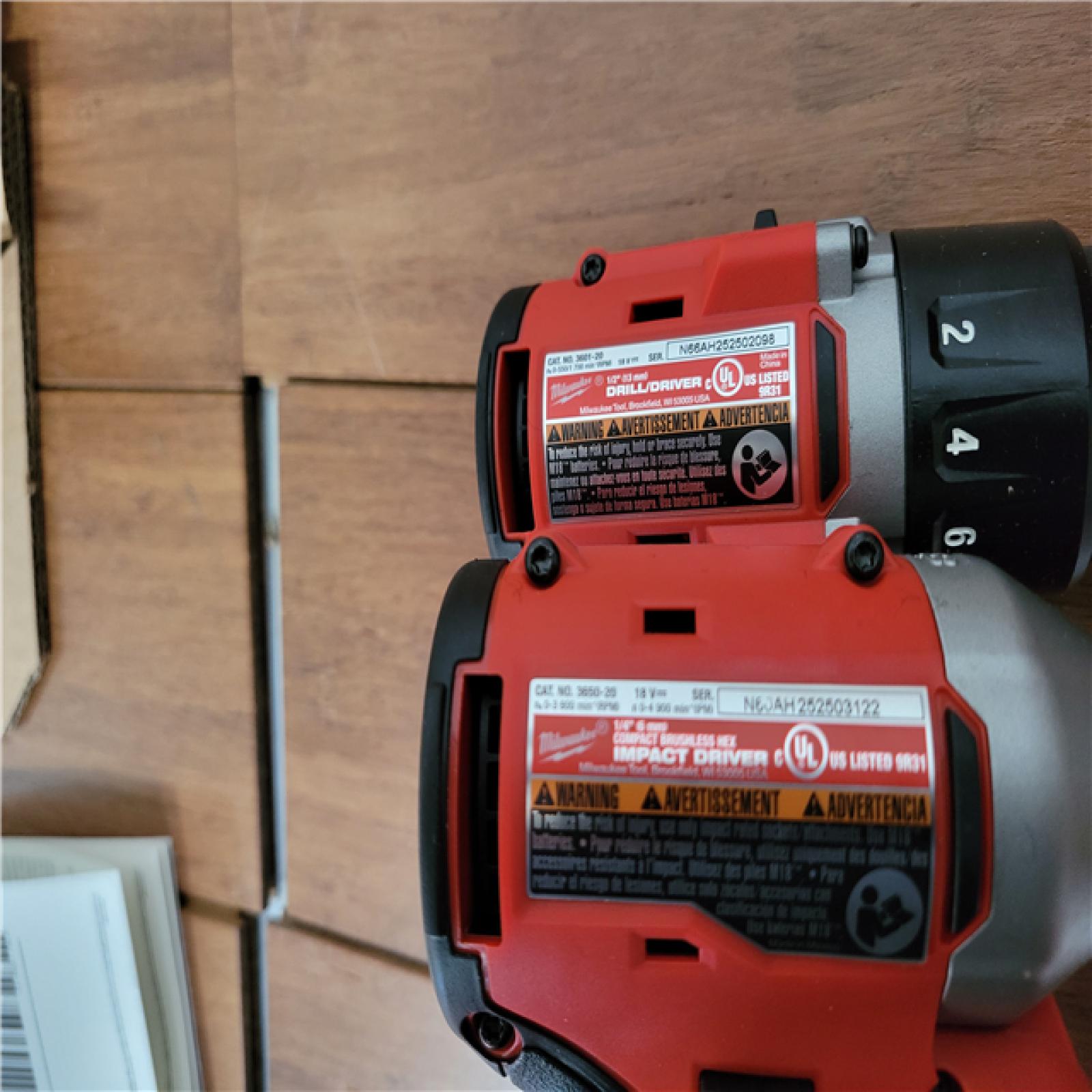 California NEW Milwaukee M18 Compact Brushless 2-Tool Combo Kit  Includes (2) Batteries  Charger & Tool Bag