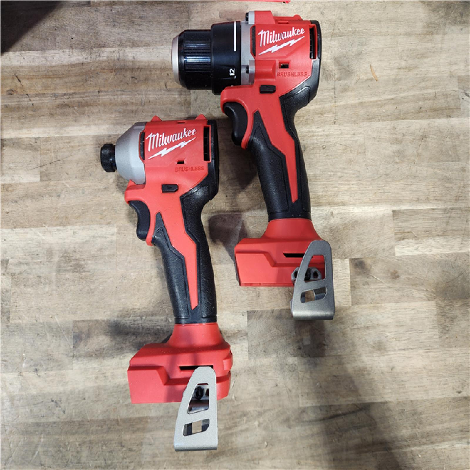 HOUSTON LOCATION - AS-IS Milwaukee M18 18V Lithium-Ion Brushless Cordless Compact Drill/Impact Combo Kit (2-Tool) W/(2) 2.0 Ah Batteries, Charger & Bag