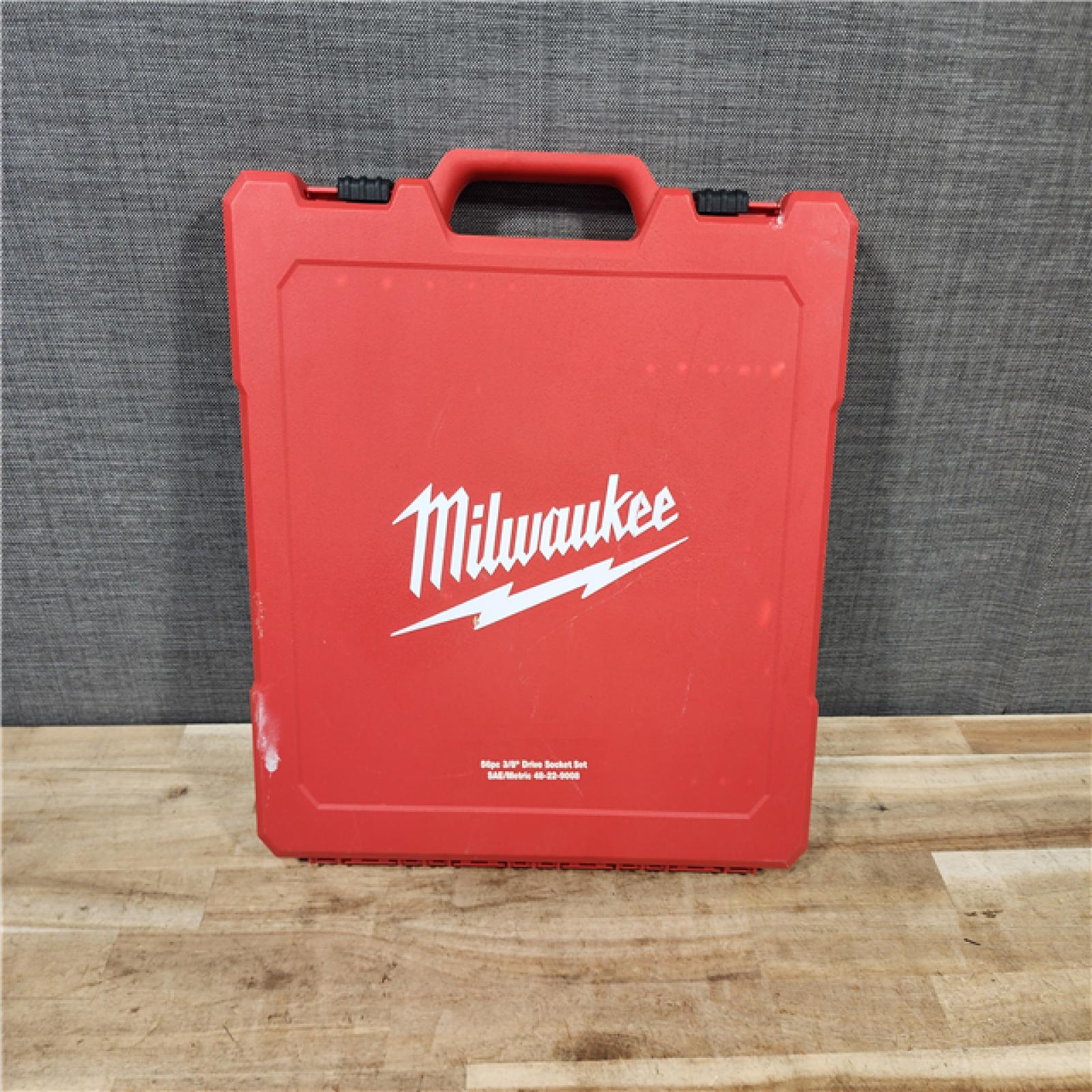 HOUSTON LOCATION - AS - IS Milwaukee 3/8 in. Drive SAE/Metric Ratchet and Socket Mechanics Tool Set (56-Piece)