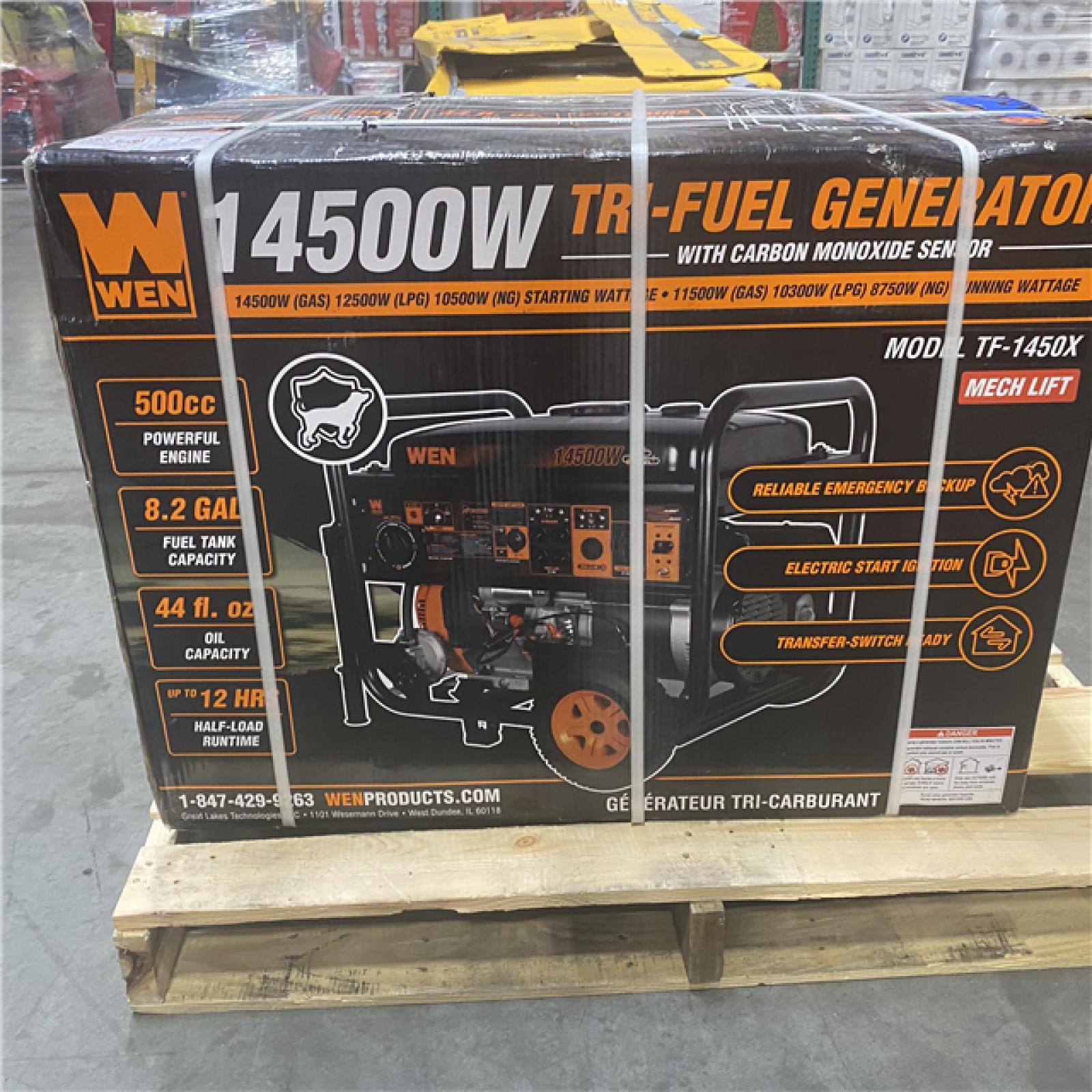 Dallas Location - NEW-  WEN TF1450X 14500-Watt 120V/240V Tri-Fuel Generator