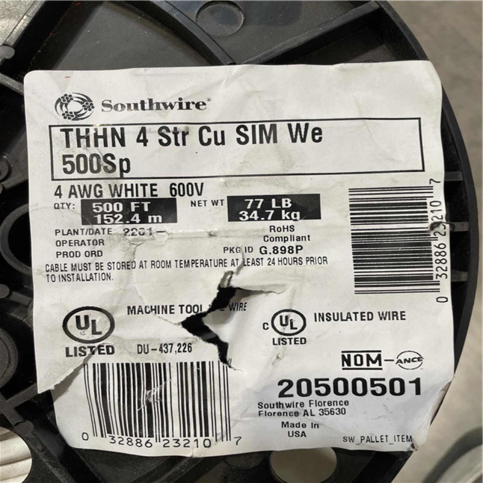 DALLAS LOCATION- Southwire 500 ft. 4 White Stranded CU SIMpull THHN Wire PALLET (4 UNITS)